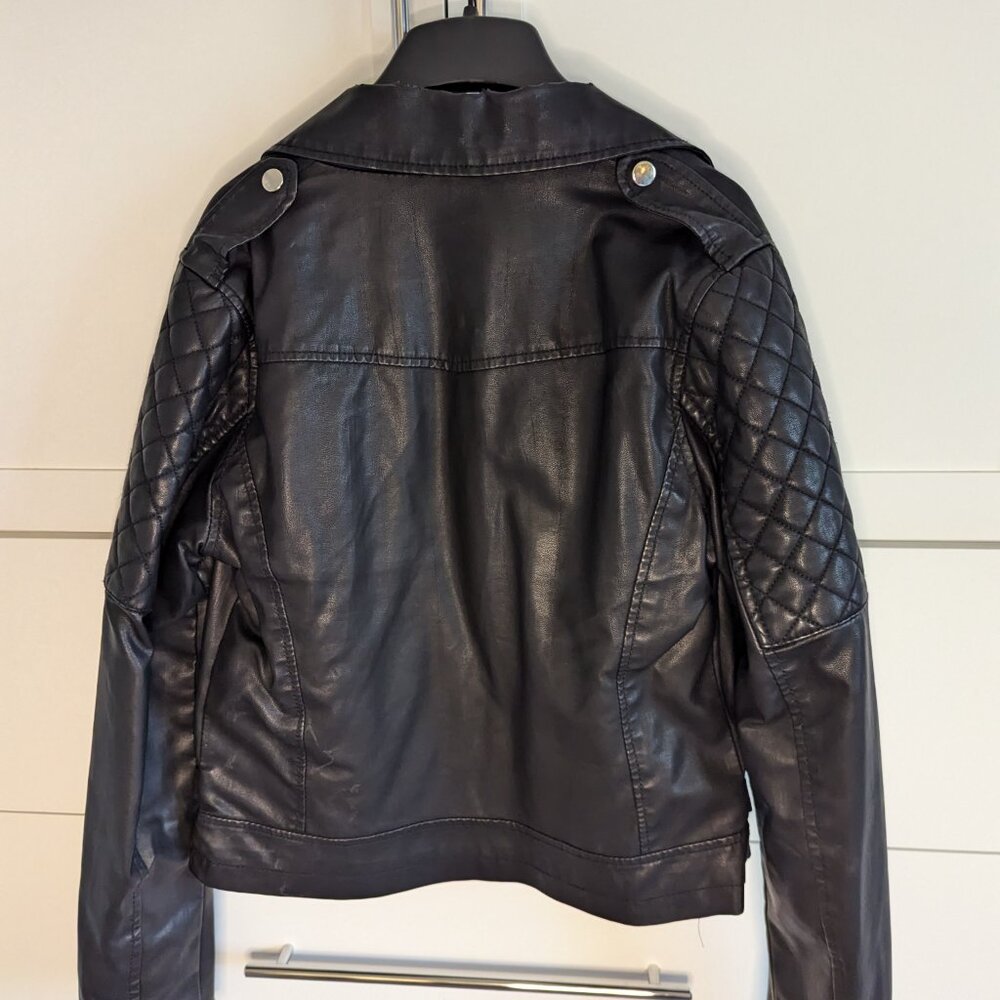 Topshop Black Faux Leather Biker Jacket - Picture 2 of 5